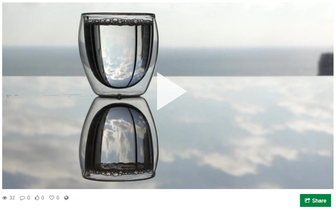 Screenshot: Video player with various buttons. Below the video is the "Share" button.