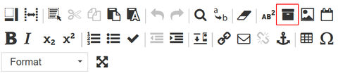 Screenshot: Editorleiste, Button "Box einfügen" markiert