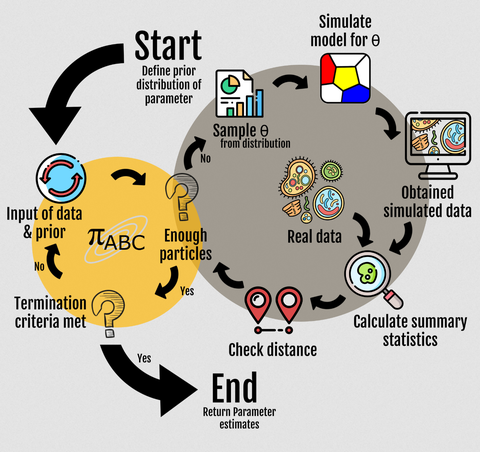 Ein visuelles Schema, das die Schritte der Modellerstellung durch Datenanalyse darstellt.