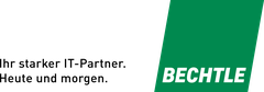 Logo der Firma Bechtle  - mit Zusatz "Ihr starker IT-Partner. Heute und morgen."