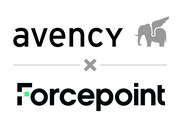 Doppellogo der Firmen Avency und Forcepoint in zwei Zeilen (oben Avency). Jeweils Wortbildmarken