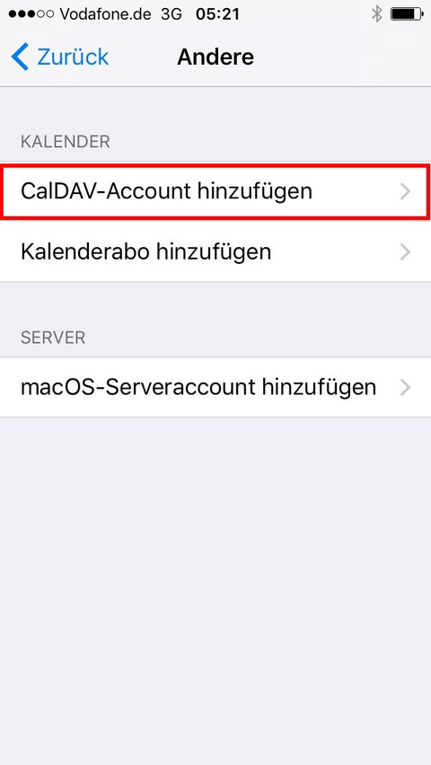 CalDAV-Account hinzufügen