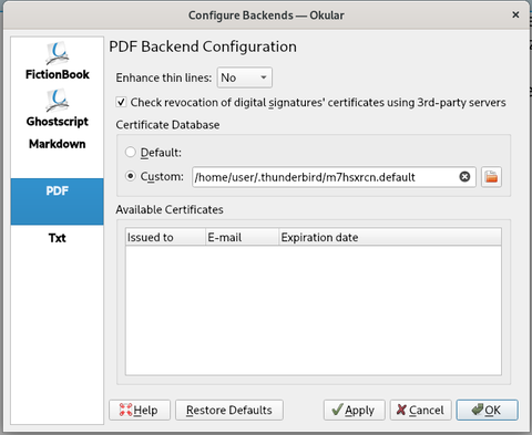 Configuration Backend overview no certificate (custom)