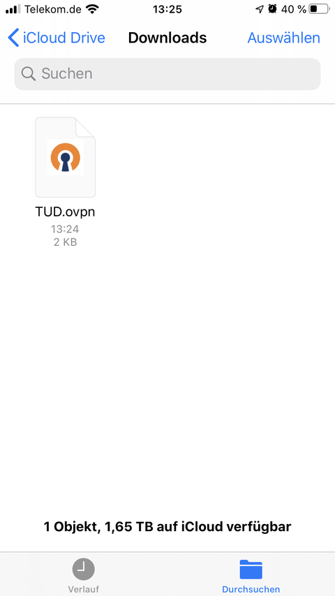 Icon of the TU Dresden OpenVPN configuration file found on an iCloudDrive