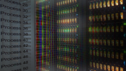 Bildkollage aus Visualisierungsoberfläche VAMPIR mit Prozessen und HPC-System des ZIH