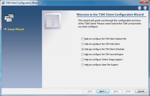GUI setup wizard     scheduler