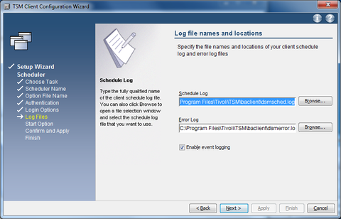 GUI setup wizard  scheduler  logfiles