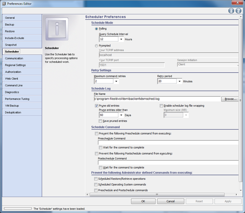 GUI Preferences Scheduler