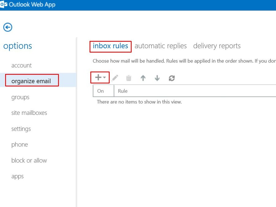 How To Create An Inbox Rule In Outlook Web App Owa Centre For
