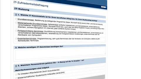Bildschirmfoto zur TUD-IT-Zufriedenheitsumfrage 2019