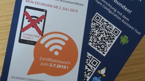 Foto des Flyers mit Informationen zum Zertifikatstausch