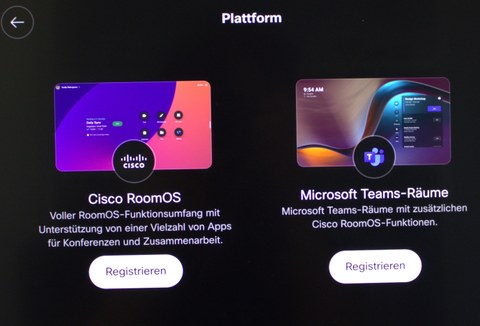 Auswahl zwischen CiscoRoomOS oder Microsoft Teams-Räume