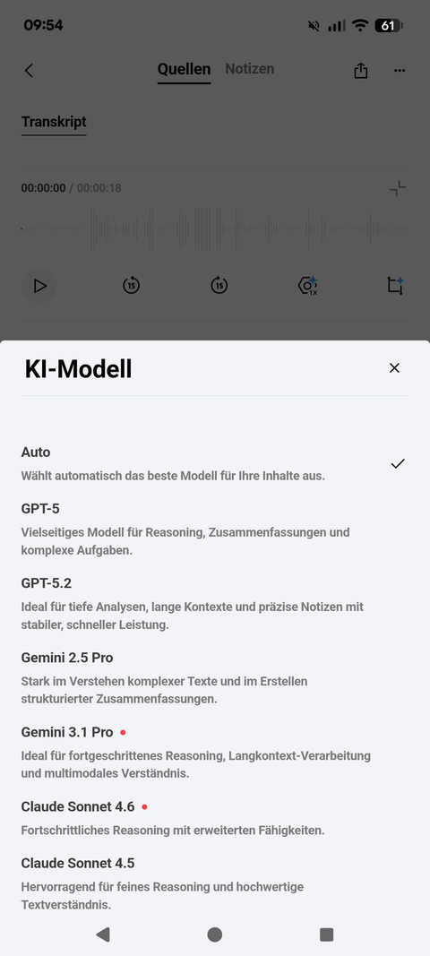Benutzerdefinierte LLM Auswahl
