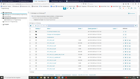 Screenshot: OPAL Kurs Unterlagen zur Vorlesung