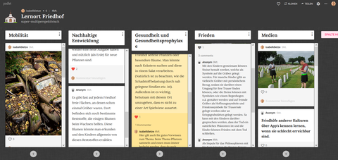Screenshot: Padlet als Diskussionsplattform