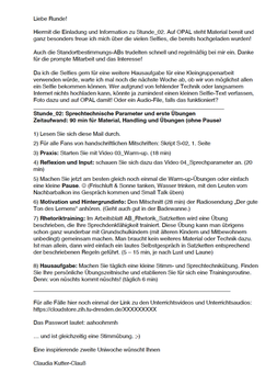 Screenshot: Kurs Mitteilung