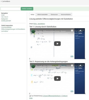 Screenshot: Wiki Kursbaustein mit eingebundenen Videos