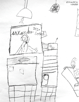 Zeichnung: Karikatur der Vorlesung