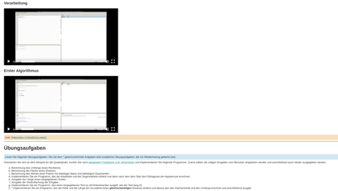 Screenshot: Coding Übung