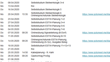 Screenshot: Fahrplan der Lehrveranstaltung (Termine/Themen)