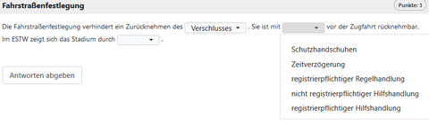 Screenshot: Beispiel Textauswahlaufgabe Online-Test