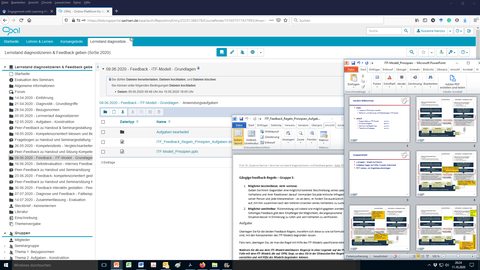 Screenshot: Gruppenarbeits-Bausteine aus einer Sitzung