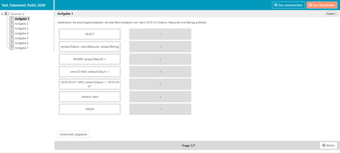 Screenshot: ONYX Onlineklausur