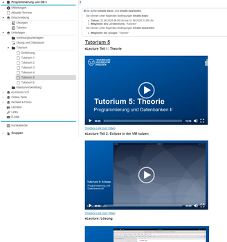 Screenshot: OPAL Kurs Struktur Tutorium