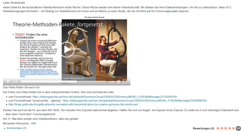Screenshot: notice with embedded video