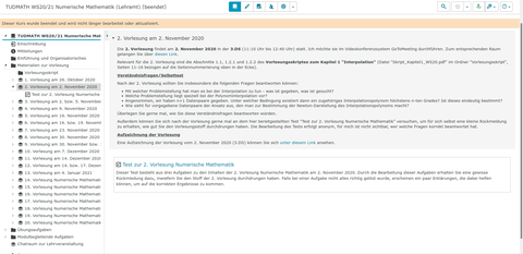 Screenshot: Opal-Kurs