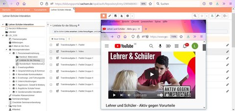 Screenshot: OPAL Kurs mit youtube Video