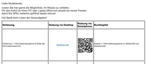 Informationen und QR-Code zur Teilnahme an Quizfragen