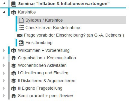 Screenshot: Struktur OPAL-Kurs