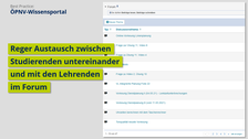 Screenshot ÖPNV-Wissensportal, Reger Austausch zwischen Studierenden untereinander und mit den Lehrenden im Forum