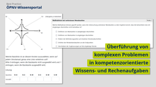 Screenshot ÖPNV-Wissensportal, Überführung komplexer Probleme in kompetenzorientierte Wissens- und Rechenaufgaben