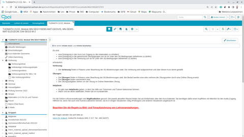Screenshot: OPAL-Kurs Startseite