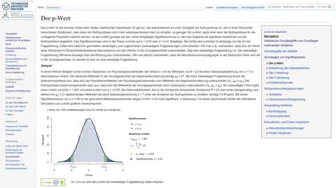 Screenshot E-Learning Modul, Thema Der p-Wert