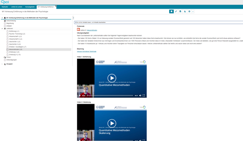 Screenshot OPAL-Kurs mit Videos