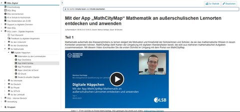 Screenshot OPAL-Kurs Mit der App "MathCItyMap" Mathematik an außerschulischen Lernorten entdecken und anwenden
