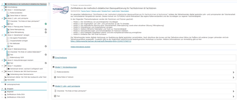 Screenshot der Modulübersicht in OPAL