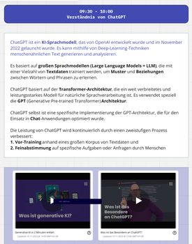 Screenshot Miro-Board: Verständnis von ChatGPT inkl. Vorschau auf 2 Videos
