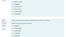 Zwei Fragen aus einem Onlinequiz aus der Vorlesung Medizinische Terminologie