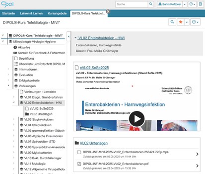 Scrennshot des OPAL-Kurses, der eine Übersicht über die ganzen Ordner mit den bereitgestellen INformationen und Materialien zeigt