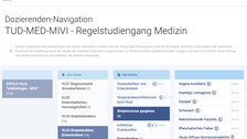 Es wird eine Übersicht der Inhalte von der Seite Thieme gezeigt mit der Überschrift Dozierenden-Navigation.