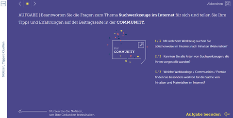 Online Aufgabe zum selbst Üben und Lernen des Lernstoffes