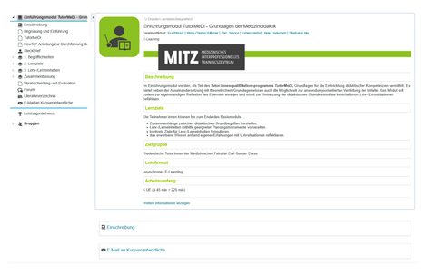 Screenshot: OPAL-Kurs TutorMeDi Einfuehrungsmodul