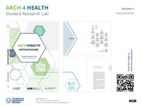 Grafik: ARCH4HEALTH, Titelblatt und Inhalt von "Notaufnahme"