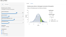 Screenshot App zur interaktiven Erkundung des p-Werts mit Schiebereglern und Diagramm