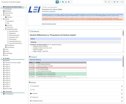 zeigt ausführliche Übersicht des OPAL-Kurses mit den Links zu allen Informationen und Materialien der Veranstaltung