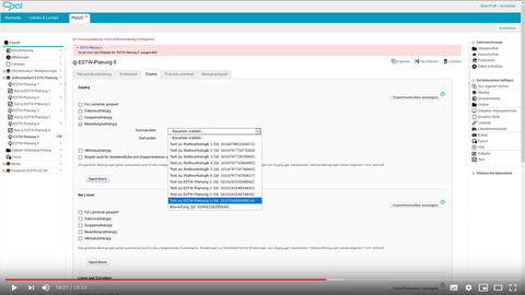 Screenshot: OPAL course access configuration